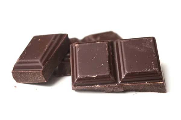 Primer Plano Bloques Chocolate Con Leche Sobre Fondo Blanco —  Fotos de Stock