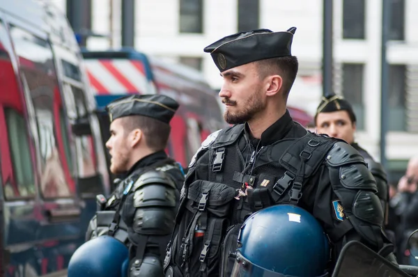 Mulhouse Frankrike Februari 2019 Franska Gendarmer Protesterar Mot Skatter Och — Stockfoto