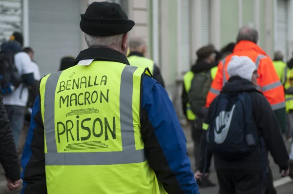 Mulhouse França Fevereiro 2019 Pessoas Protestando Rua Contra Renúncia Prisão — Fotografia de Stock