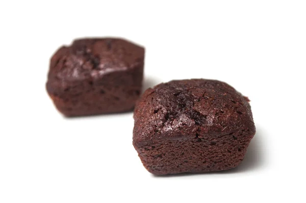 Närbild Mini Brownies Vit Bakgrund — Stockfoto