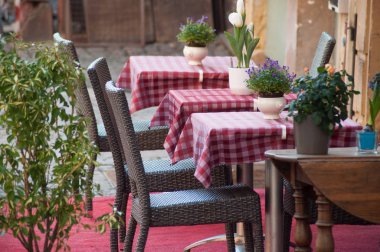 geleneksel Teras Restoran sokakta closeup