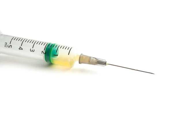 Closeup of syringe on white background — Stock Photo, Image