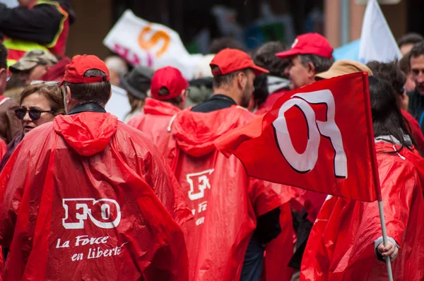 Persone del servizio pubblico che protestano con bandiere contro i salari più bassi — Foto Stock
