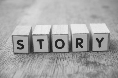  ahşap masa arka plan kavramı ahşap küp kelime - Hikaye