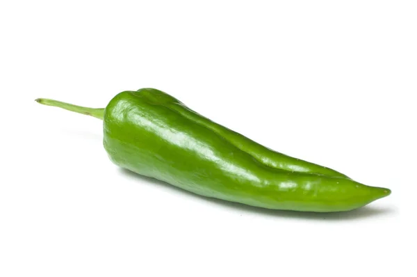 Closeup of organic green pepper on white background — Stock Photo, Image