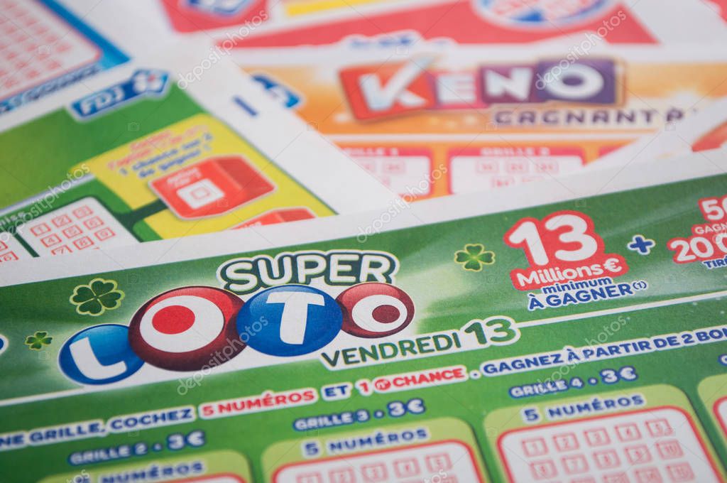 Mulhouse - France - 11 September 2019 - Closeup of various french grids of lotto  from the society la francaise des jeux