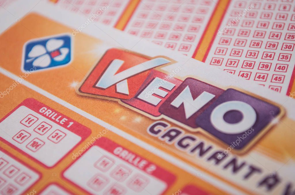 Mulhouse - France - 11 September 2019 - Closeup of french grids of Keno lotto  from the society la francaise des jeux