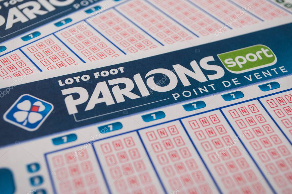 Mulhouse - France - 11 September 2019 - Closeup of french grids of football lotto  from the society la francaise des jeux