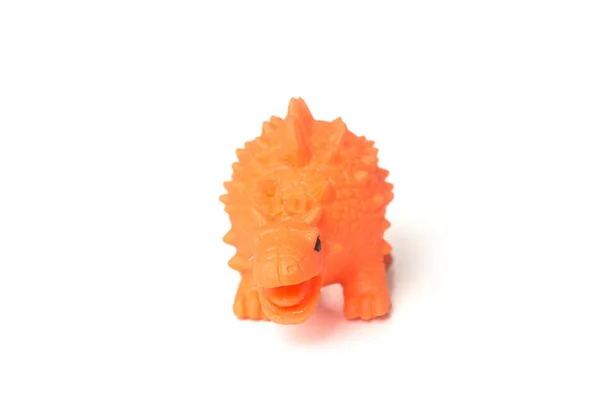 Closeup Orange Color Plastic Dinosaur Toy White Background — Stock Photo, Image