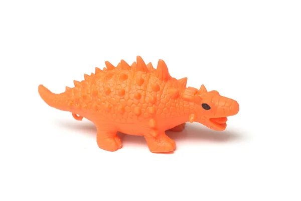 Closeup Orange Color Plastic Dinosaur Toy White Background — Stock Photo, Image