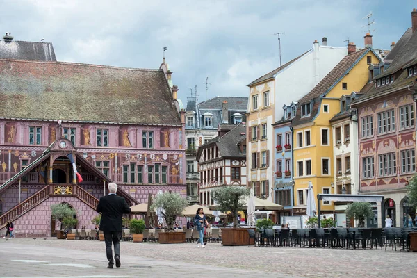 Mulhouse Frankreich Juni 2020 Blick Auf Den Hauptplatz Mit Bar — Stockfoto