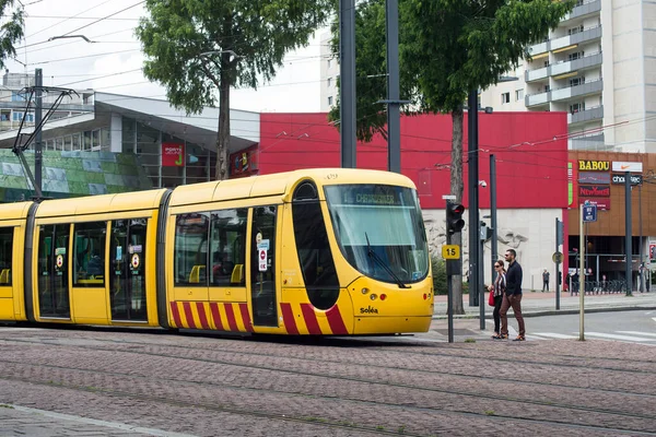 Mulhouse France June 2020 View Yellow Tramway Center City — Stock Photo, Image