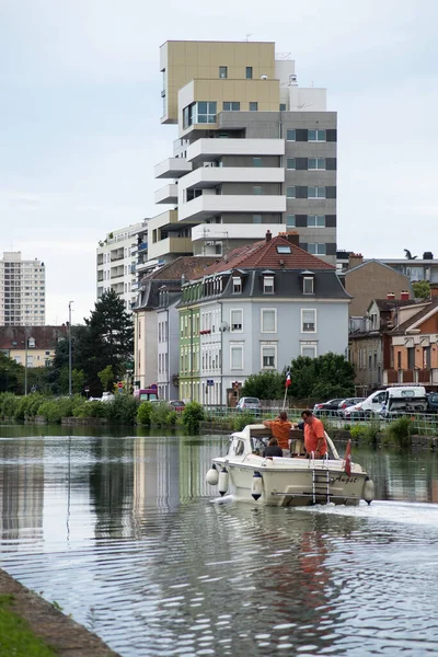 Mulhouse France June 2020 View Little Boat Tourists Channel Various — Stock Photo, Image