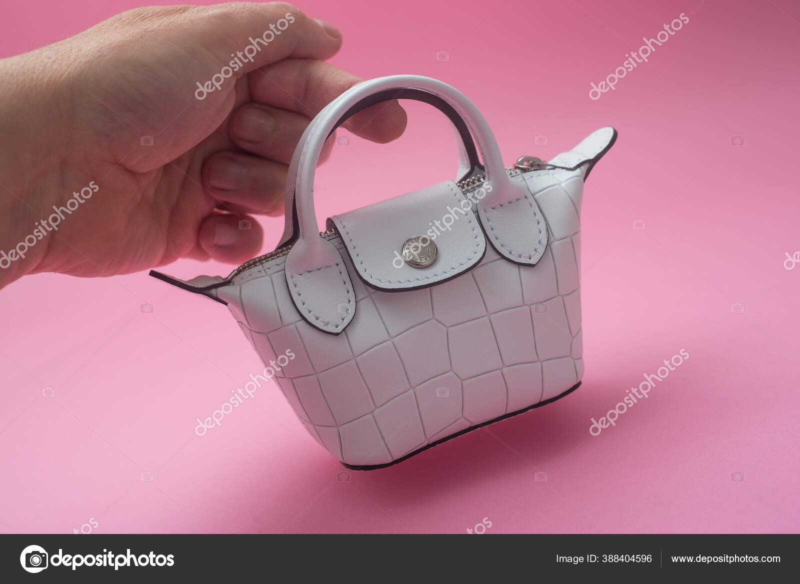 Mulhouse France June 2020 Closeup White Mini Handbag Longchamp