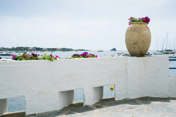 Closeup Traditional Architecture Spain Harbor Casaques Background — Stock Photo, Image