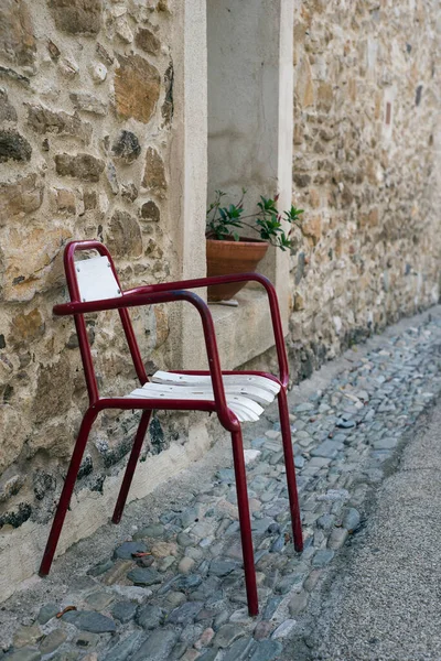Closeup Chair Street Stoned Village — Stock Photo, Image