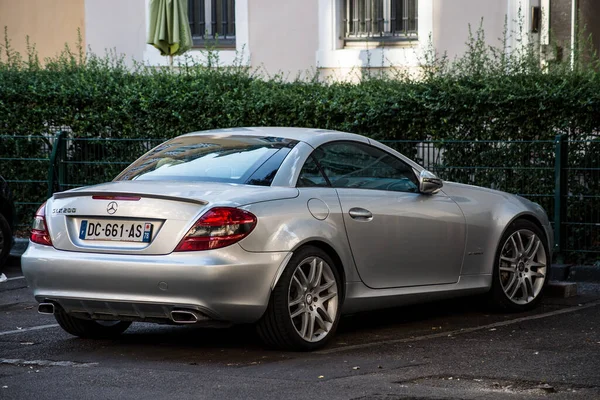 Mulhouse France August 2020 Rear View Grey Mercedes Slk 200 — Stock Photo, Image