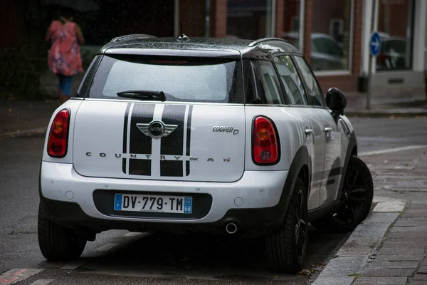 Mulhouse France August 2020 Rear View White Mini Cooper Countryman — 图库照片