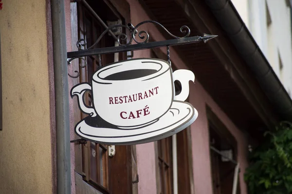 Primer Plano Letrero Tradicional Café Francés Calle —  Fotos de Stock