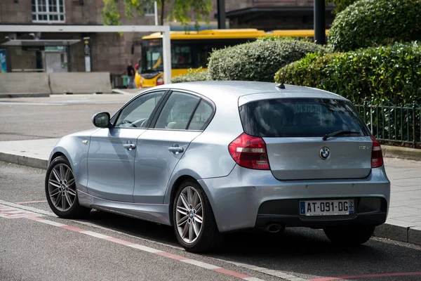 Mulhouse Γαλλία Σεπτεμβρίου 2020 Οπίσθια Όψη Της Γκρι Bmw 118 — Φωτογραφία Αρχείου