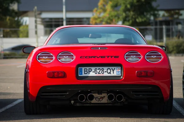 Mulhouse France 2020 Rear View Red Chevrolet Corvette Parked Street — 스톡 사진
