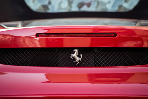 Mulhouse Francja Września 2020 Zbliżenie Tylnego Widoku Czerwonego Ferrari F430 — Zdjęcie stockowe