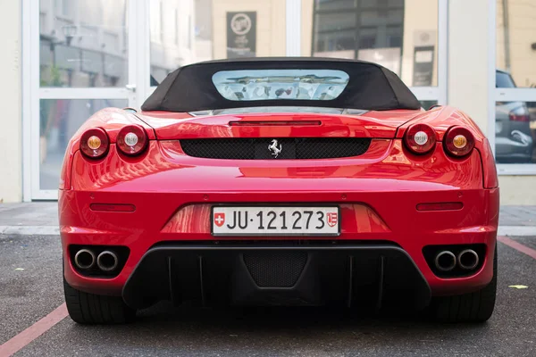 Mulhouse Francie Září 2020 Zadní Pohled Červené Ferrari F430 Kabriolet — Stock fotografie