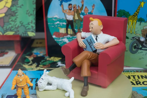 Mulhouse France September 2020 Closeup Tintin Figurine Comic Book Store — Stock Photo, Image