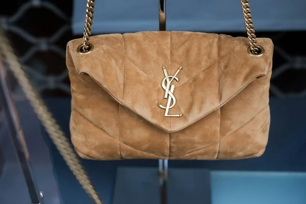 Mulhouse France September 2020 Closeup Beige Yves Saint Laurent Handbag — Stock Photo, Image