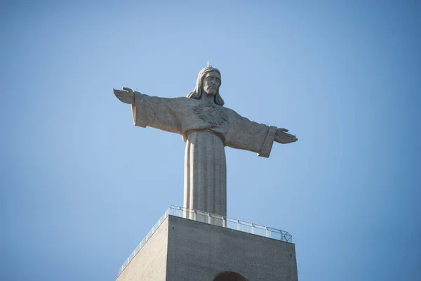 Lisabon Portugalsko Září 2020 Pohled Slavného Kristovského Krále Vrcholu Hory — Stock fotografie