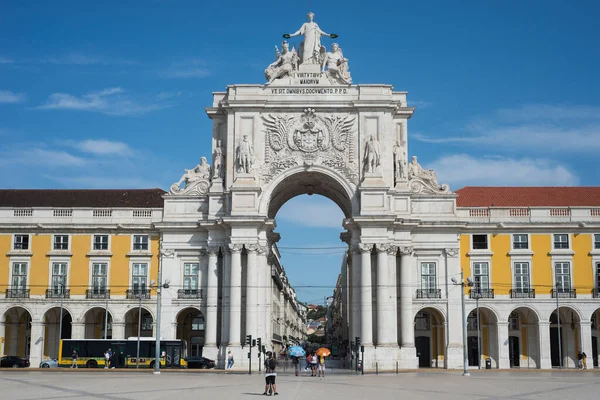 Lisboa Portugal Septiembre 2020 Vista Del Famoso Arco Triunfal Plaza — Foto de Stock