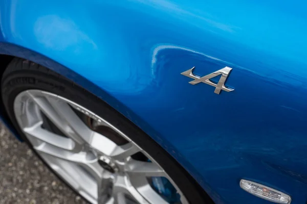 Mulhouse France October 2020 Closeup Alpine Logo Blue Alpine A110 — 图库照片