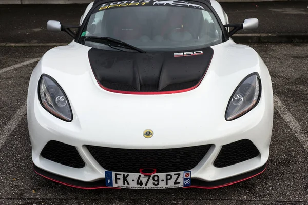 Mulhouse Frankrijk Oktober 2020 Vooraanzicht Witte Lotus Exige Geparkeerd Straat — Stockfoto