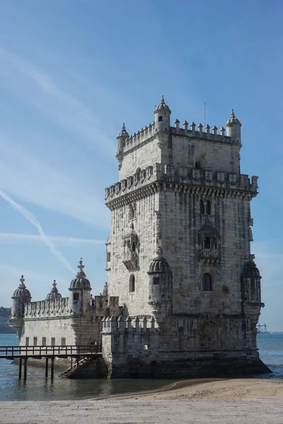 Vista Torre Medieval Belem Río Fronterizo Lisboa Portugal —  Fotos de Stock