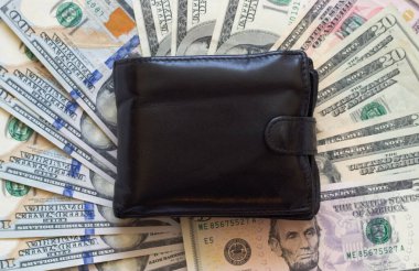 Dolar banknotlarının arka planı, cüzdanı, dokusu dolar banknotları