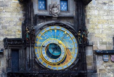 Prag 'daki eski kasaba meydanında ortaçağ astronomik saati
