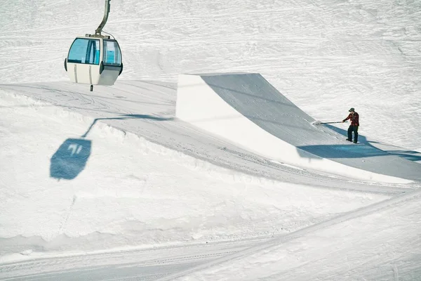 Vue Aérienne Par Drone Madonna Campiglio Ursus Snowpark Shaper Val — Photo