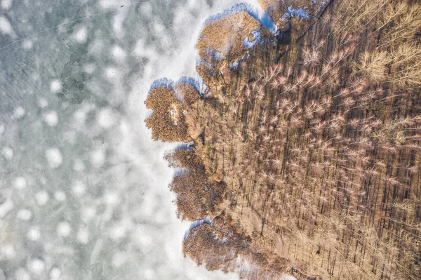 Lago Congelado Dia Ensolarado Inverno Dabrowa Gornicza Lago Pogoria Silésia — Fotografia de Stock