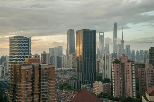 Шанхай Город Китае Азия Фото Беспилотника — стоковое фото