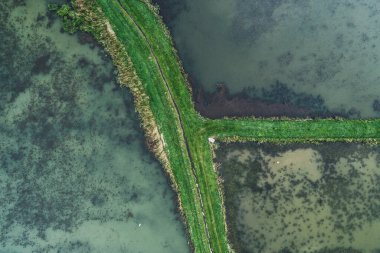 Balık üreme göletleri, Bielsko Biala 'daki balık havuzu Beskid Dağları Polonya Hava Aracı fotoğrafı