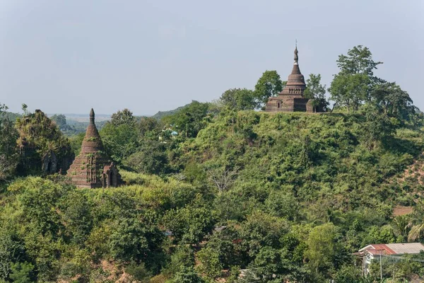 Mrauk Wsi Stupy Pagody Stanie Rakhine Myanmar Azji — Zdjęcie stockowe