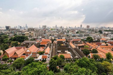 Bangkok manzaralı, Bangkok, Tayland 'daki Wat Saket' te Golden Mount manzaralı.