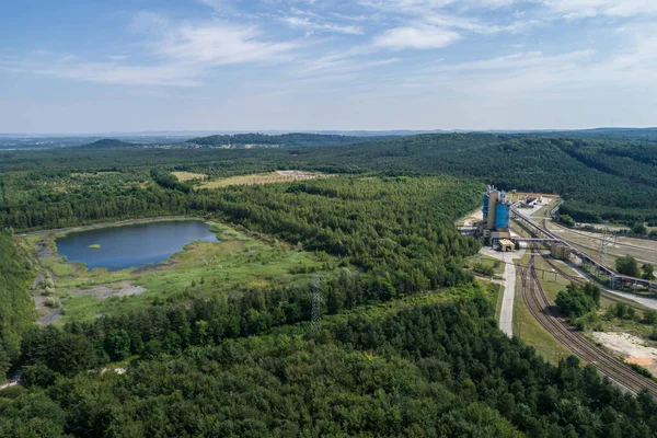 Sedimentation Tank Heating Plant Powerhouse Siersza Poland Aerial Drone View — Stock Photo, Image