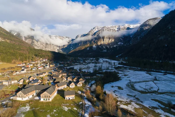 Vistas Aéreas Lago Obertraun Hallstatt Salzkammergut Áustria — Fotografia de Stock