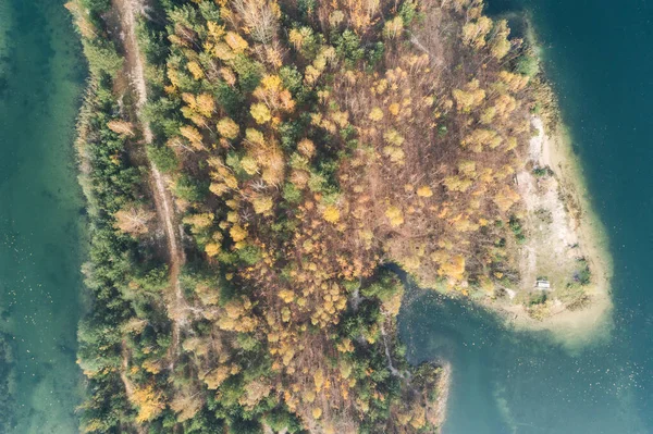 Schöner Herbstsee Mit Sandinseln Wie Atol Pogoria See Dabrowa Gornicza — Stockfoto