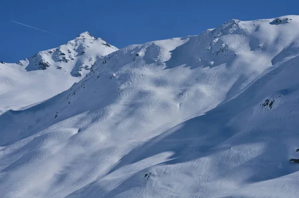 Montañas Valmeinier Zona Esquí Invierno Los Alpes Franceses Savoie Europe — Foto de Stock