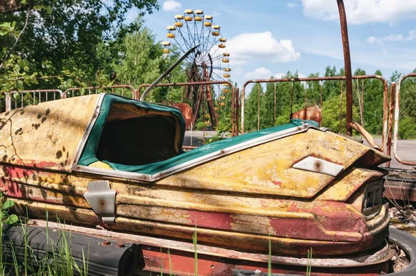 Fun fair, ferris wheel in Prypiat, Chernobyl exclusion Zone. Chernobyl Nuclear Power Plant Zone of Alienation in Ukraine Soviet Union