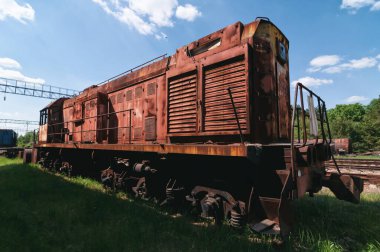 Prypiat, Çernobil Yasaklama Bölgesi 'ndeki terk edilmiş tren istasyonu. Ukrayna Sovyetler Birliği 'nde Çernobil Nükleer Santrali Yabancılaşma Bölgesi