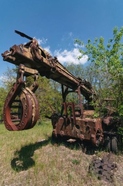 Prypiat, Çernobil Yasak Bölgesi 'nde terk edilmiş radyoaktif tasfiye araçları. Ukrayna Sovyetler Birliği 'nde Çernobil Nükleer Santrali Yabancılaşma Bölgesi
