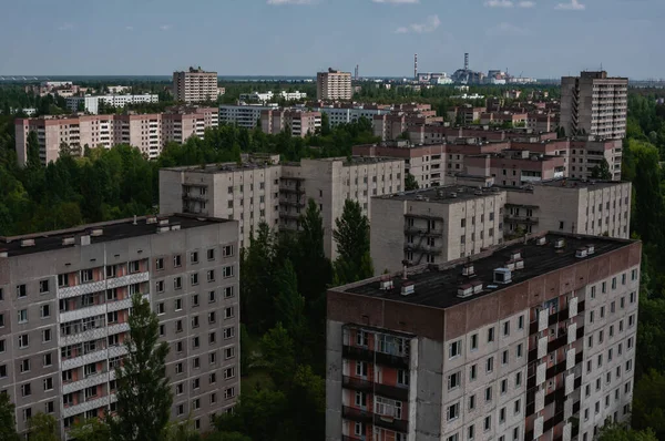 Panorama Ciudad Prypiat Zona Exclusión Chernobyl Chernóbil Central Nuclear Zona — Foto de Stock